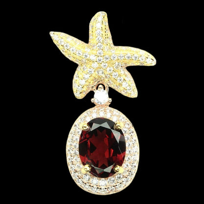 Granat Seestern Anhänger aus bicolor vergoldetem Silber - INARA