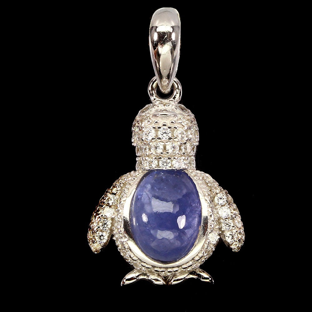 Tansanit Pinguin Anhänger Silber weißvergoldet - INARA