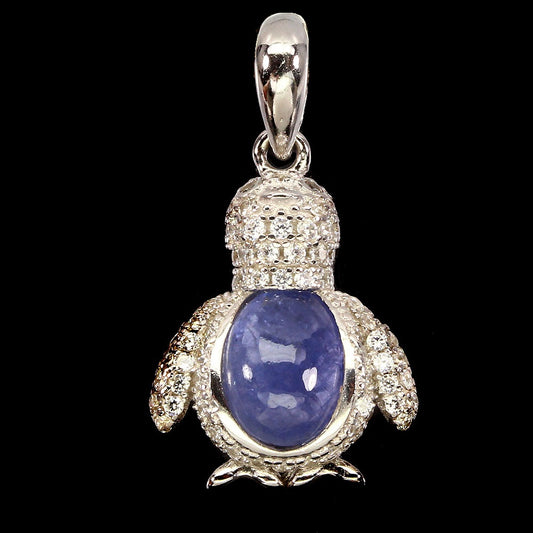 Tansanit Pinguin Anhänger Silber weißvergoldet - INARA