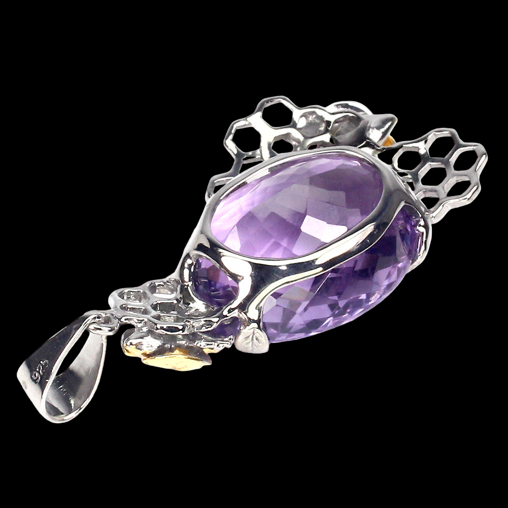 Amethyst Bienenwabe Anhänger Silber vergoldet - INARA