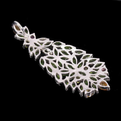 Chromdiopsid Saphir Turmalin Anhänger aus weißvergoldetem Silber - INARA