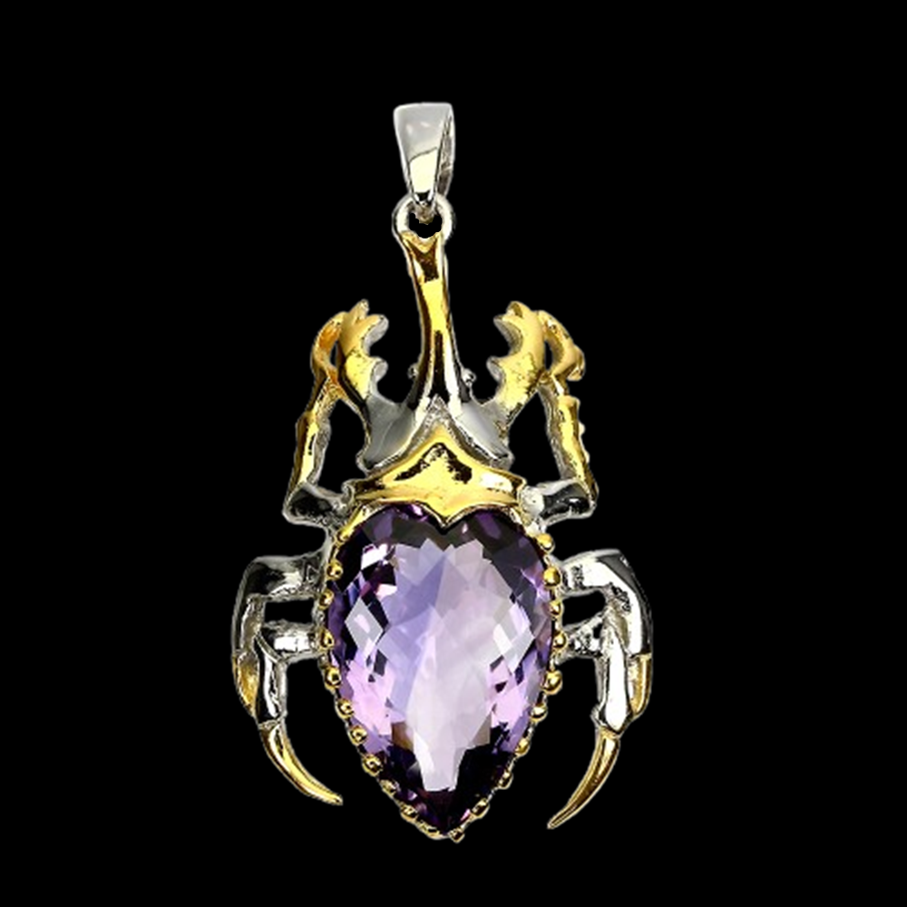 Amethyst Käfer Anhänger Silber bicolor vergoldet - INARA