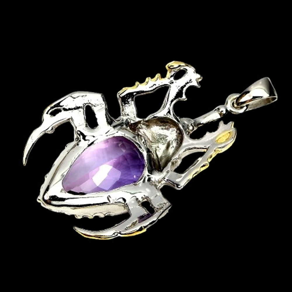 Amethyst Käfer Anhänger Silber bicolor vergoldet - INARA