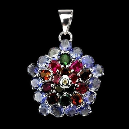 Tansanit Turmalin Anhänger Silber weißvergoldet - INARA