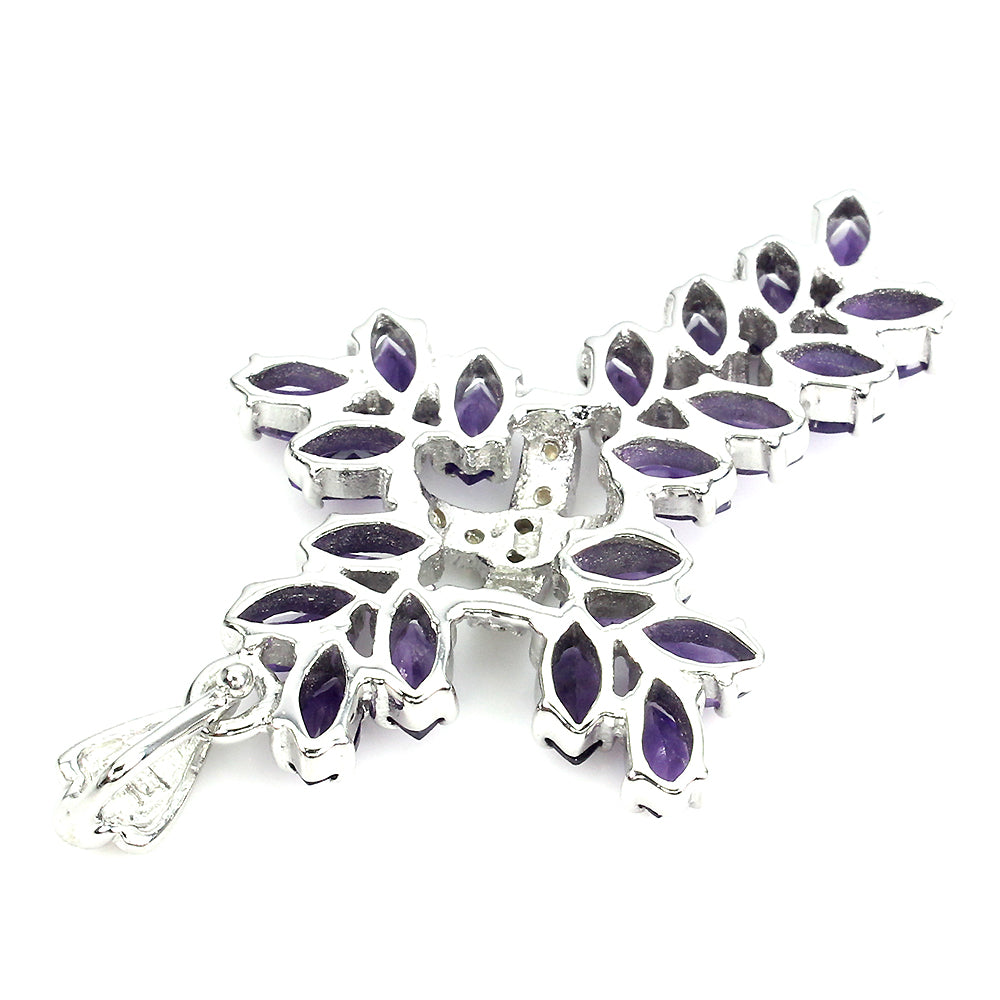 Amethyst Saphir Kreuz Anhänger Silber weißvergoldet - INARA