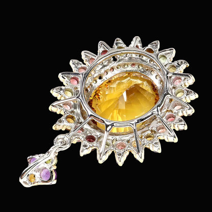 Citrin Saphir Tansanit Turmalin Amethyst Anhänger Silber bicolor vergoldet - INARA