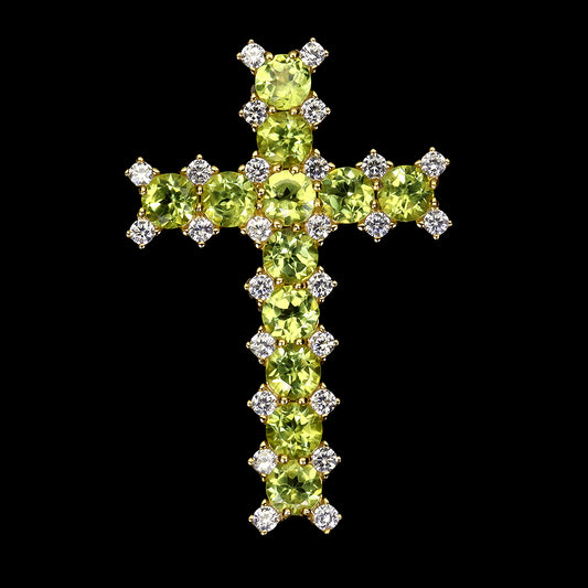 Peridot Kreuz Anhänger aus vergoldetem Silber - INARA