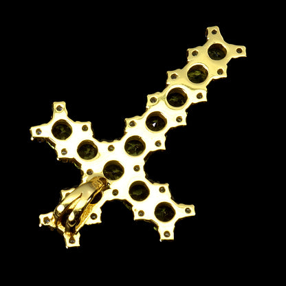 Peridot Kreuz Anhänger aus vergoldetem Silber - INARA