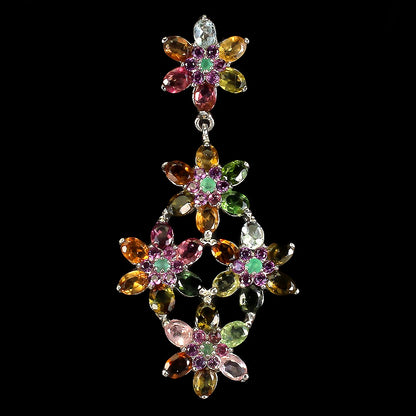 Turmalin Smaragd Rhodolit Anhänger Silber weißvergoldet - INARA