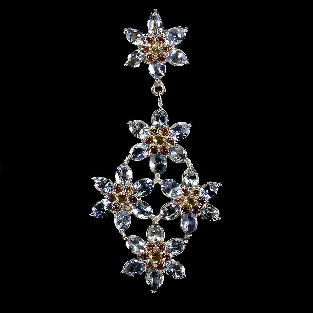 Tansanit Saphir Anhänger aus weißvergoldetem Silber - INARA