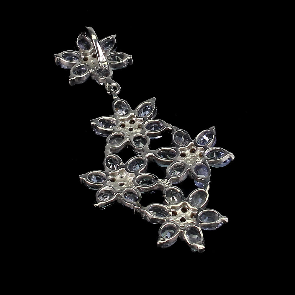 Tansanit Saphir Anhänger aus weißvergoldetem Silber - INARA