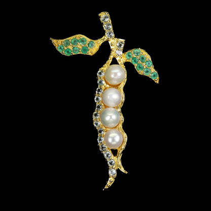 Smaragd Blautopas Perle Anhänger aus vergoldetem Silber - INARA