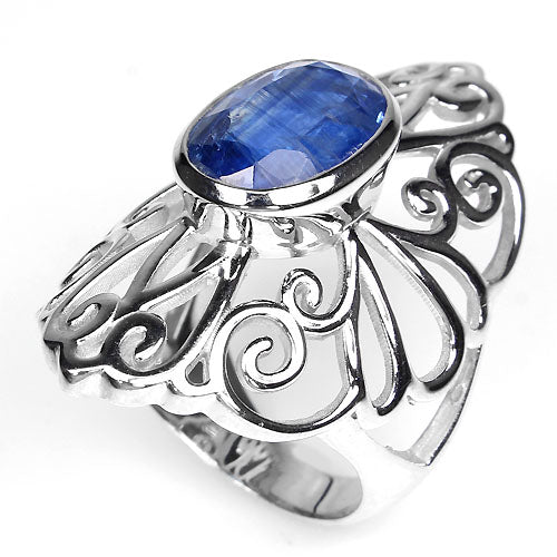 Kyanit Ring Silber weißvergoldet - INARA - Seitenansicht