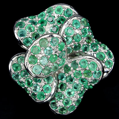 Smaragd Ring aus weißvergoldetem Silber - INARA