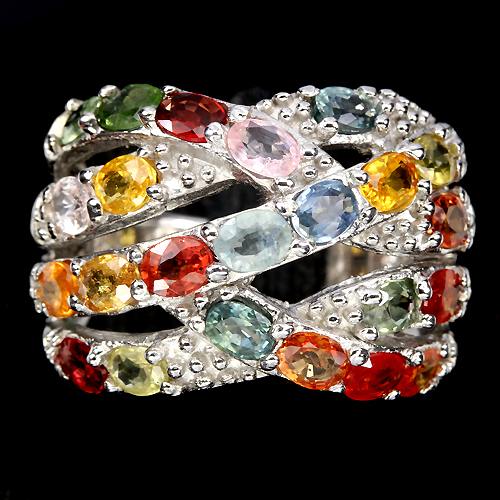 Saphir Ring Silber weißvergoldet - INARA - Vorderansicht