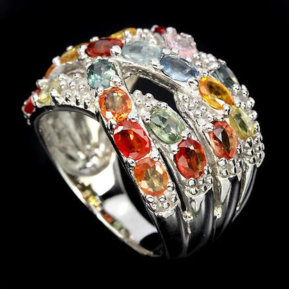 Saphir Ring Silber weißvergoldet - INARA - Seitenansicht
