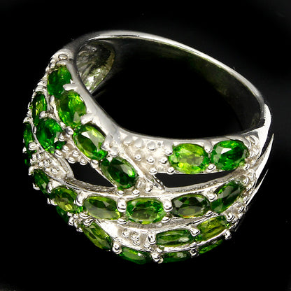 Chromdiopsid Ring Silber weißvergoldet - INARA - Seitenansicht 2