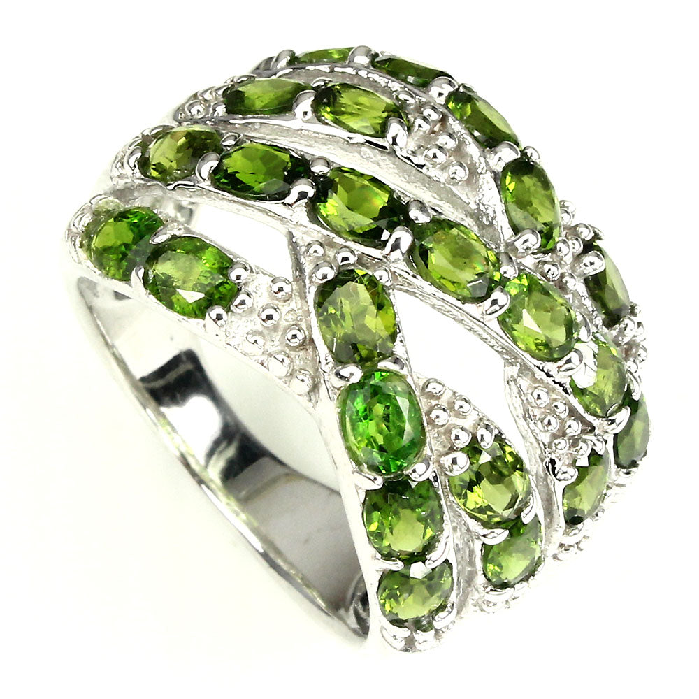 Chromdiopsid Ring Silber weißvergoldet - INARA - Seitenansicht