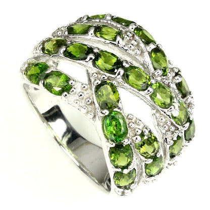 Chromdiopsid Ring Silber weißvergoldet - INARA - Seitenansicht