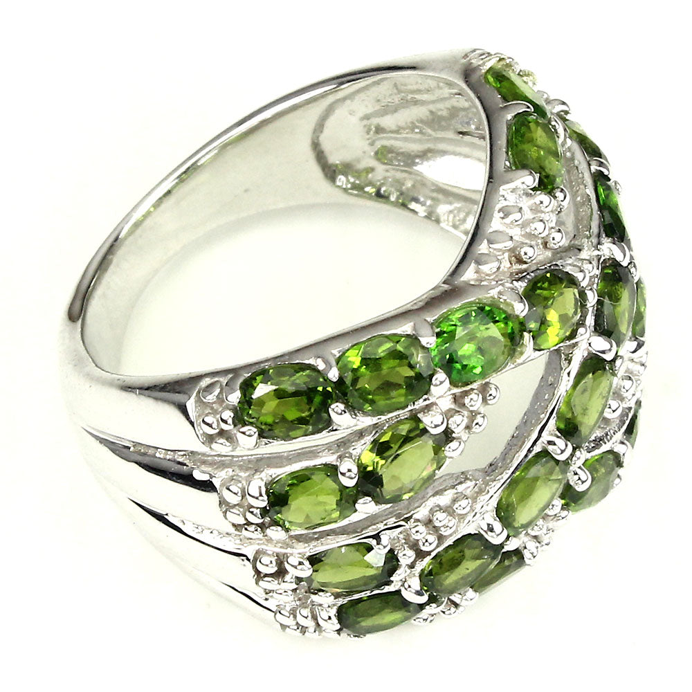 Chromdiopsid Ring Silber weißvergoldet - INARA - Detailansicht