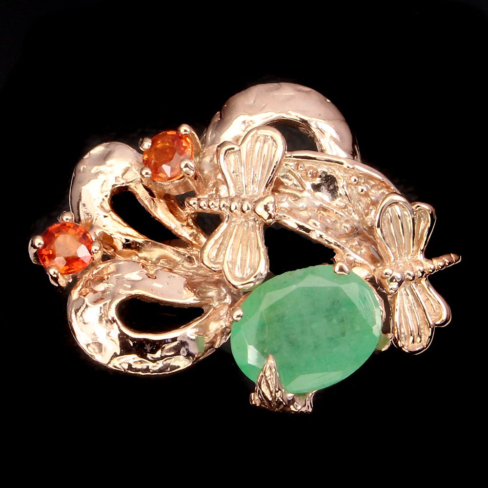 Smaragd Saphir Ring aus rosévergoldetem Silber - INARA