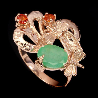 Smaragd Saphir Ring aus rosévergoldetem Silber - INARA