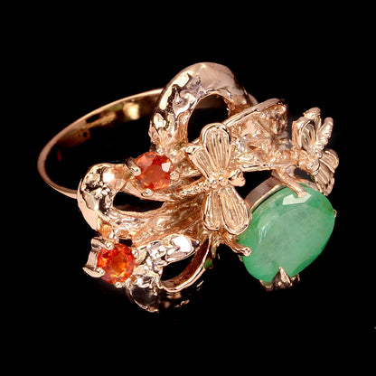 Smaragd Saphir Ring aus rosévergoldetem Silber - INARA