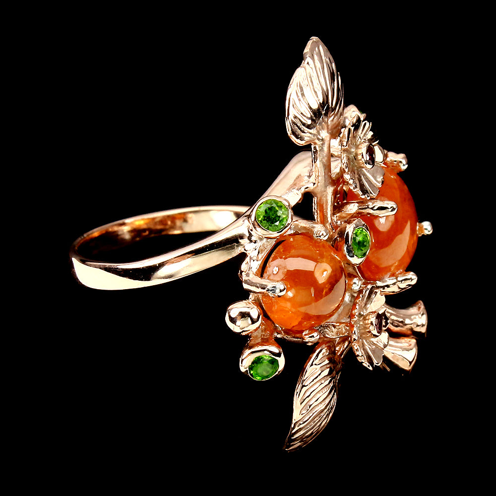 Spessartin Granat Diopsid Ring Silber rosévergoldet - INARA