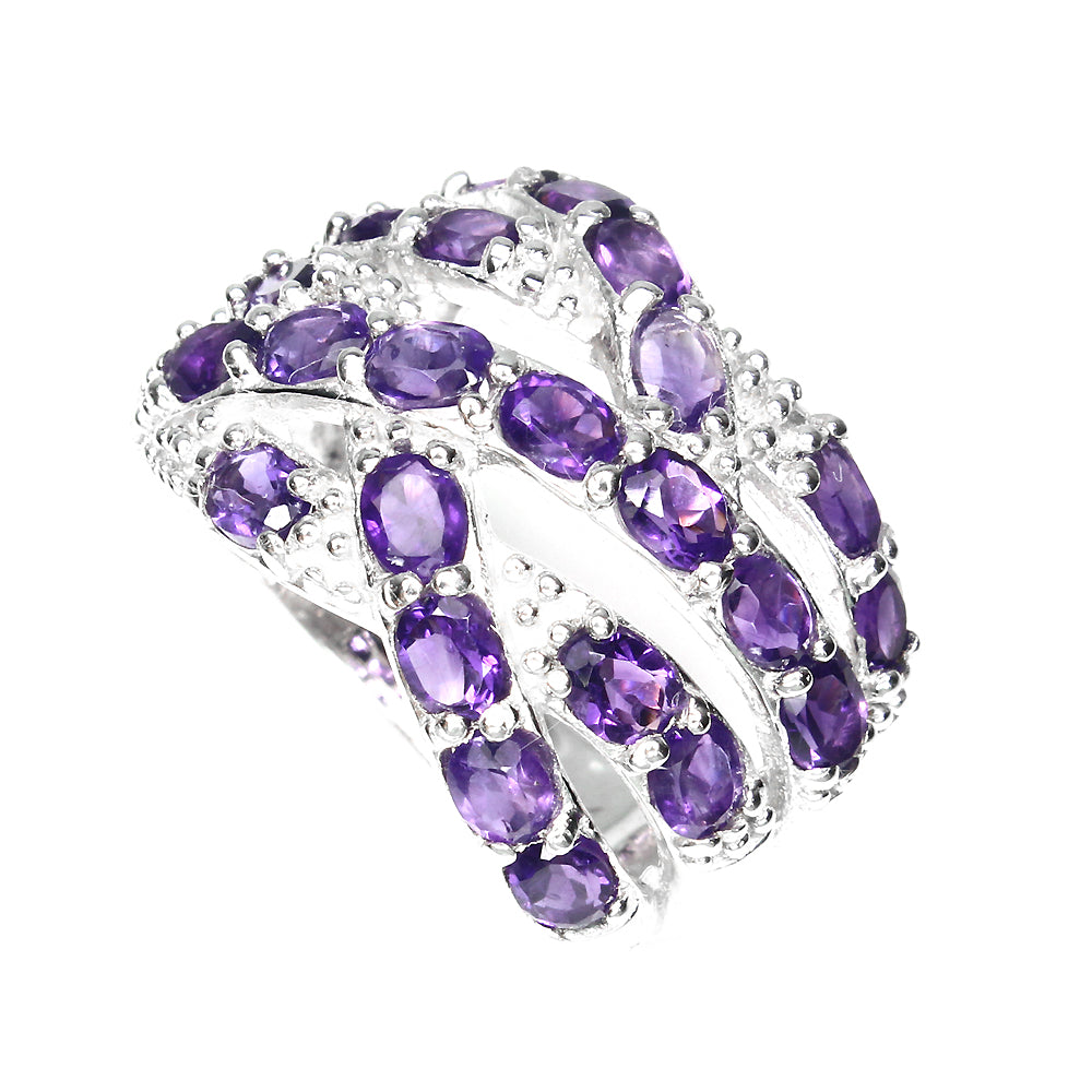 Amethyst Ring Silber weißvergoldet - INARA - Seitenansicht