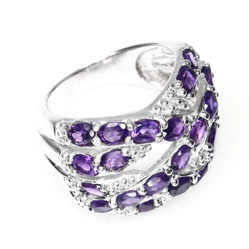 Amethyst Ring Silber weißvergoldet - INARA - Seitenansicht 2