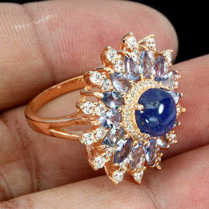 Tansanit Ring aus rosévergoldetem Silber - INARA