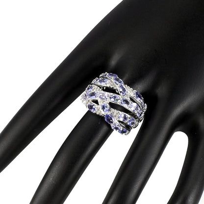Tansanit Ring Silber weißvergoldet - INARA - Detailansicht