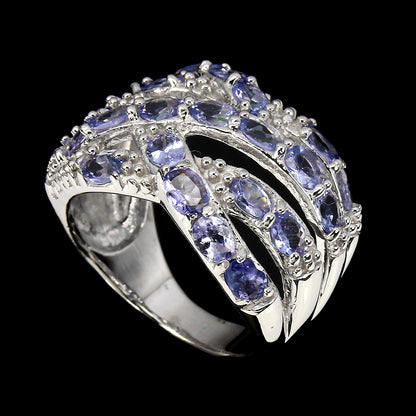 Tansanit Ring Silber weißvergoldet - INARA - Seitenansicht