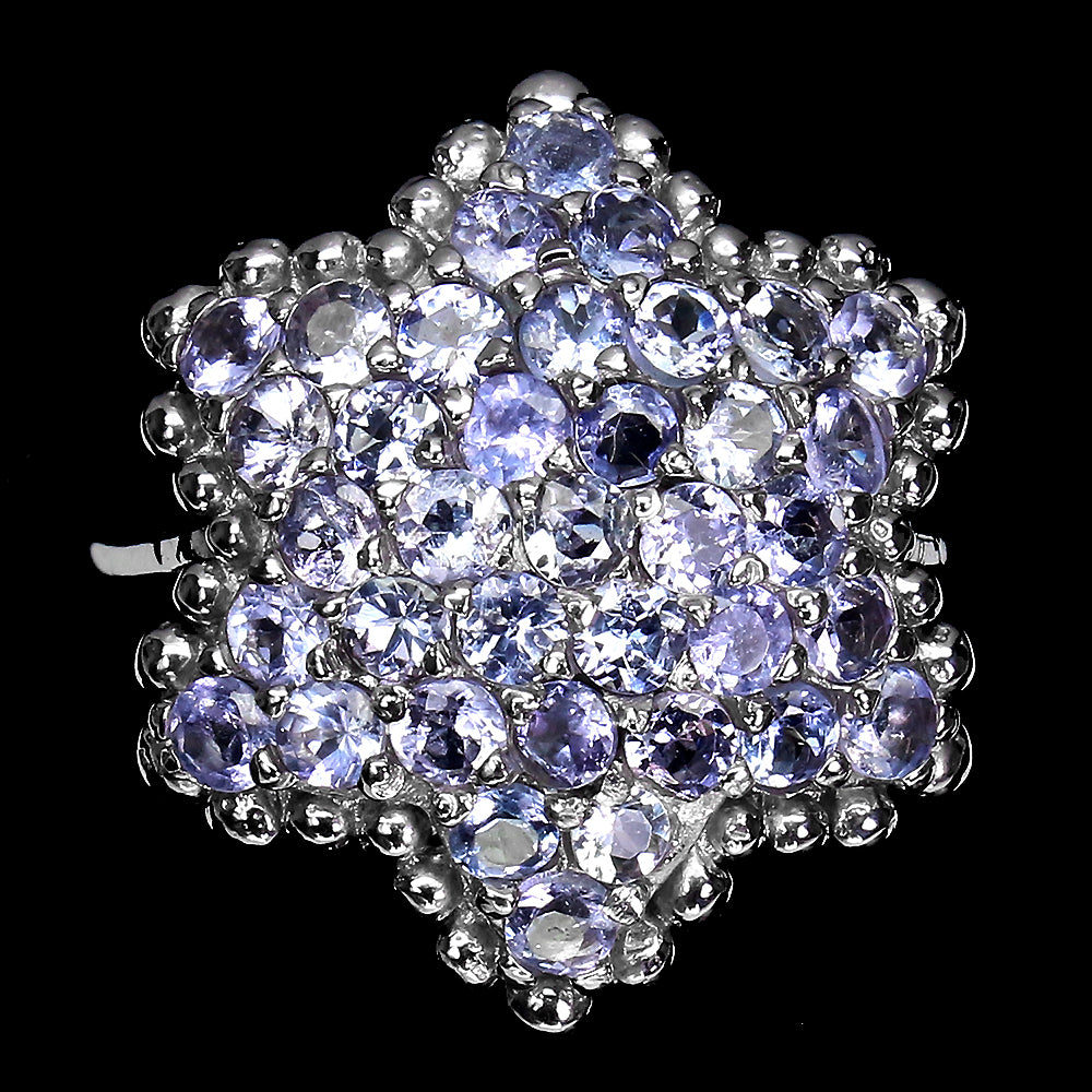 Tansanit Stern Ring Silber weißvergoldet - INARA