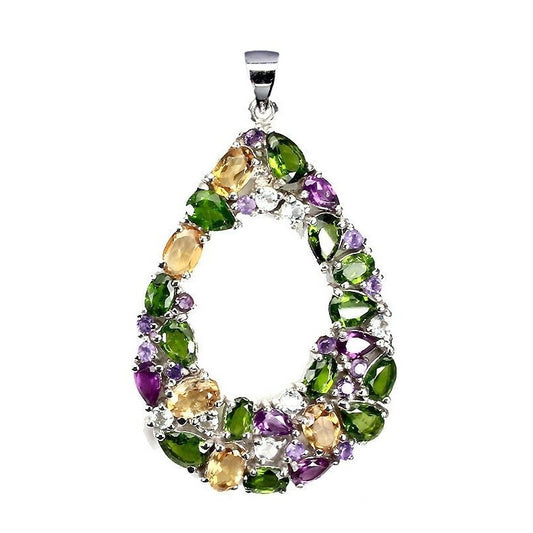 Ciondolo Diopside Russo Ametista Citrino Rodolite Acquamarina