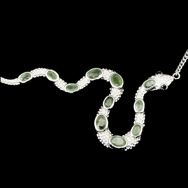 Smaragd Spinell Schlange Collier Silber weißvergoldet - INARA - Detailansicht