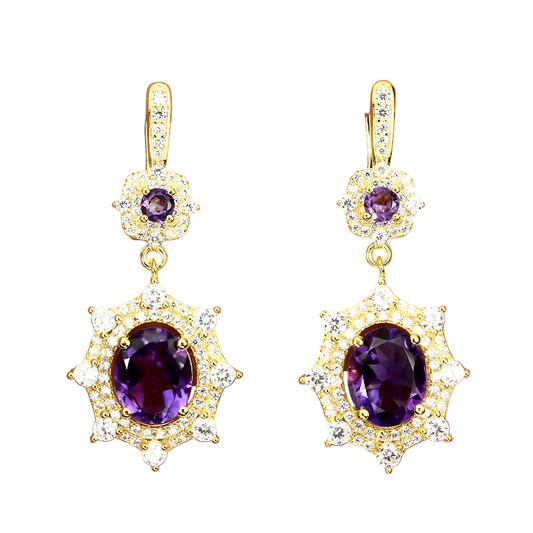 Amethyst Ohrringe Silber gelbvergoldet - INARA