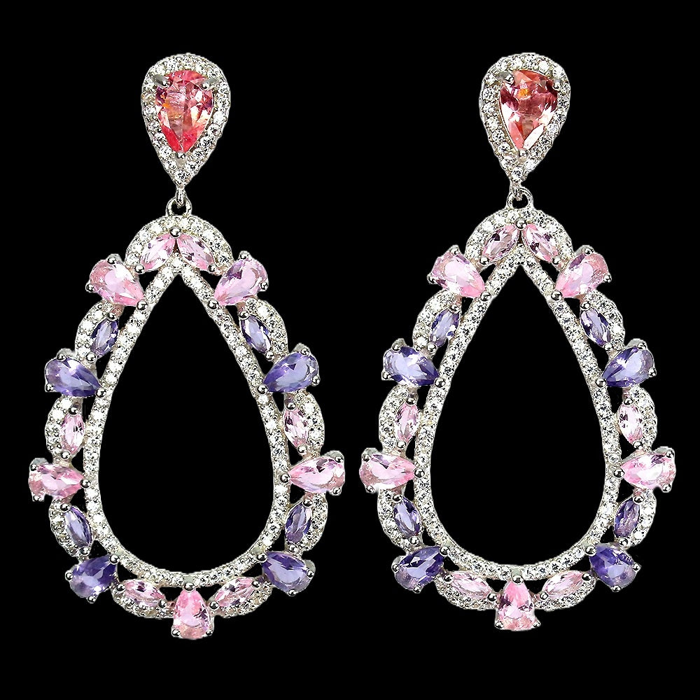 Turmalin Amethyst Silber Ohrringe - INARA