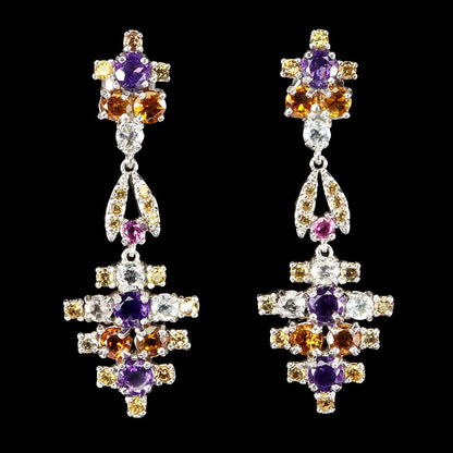 Amethyst Aquamarin Citrin Saphir Ohrringe Silber - INARA