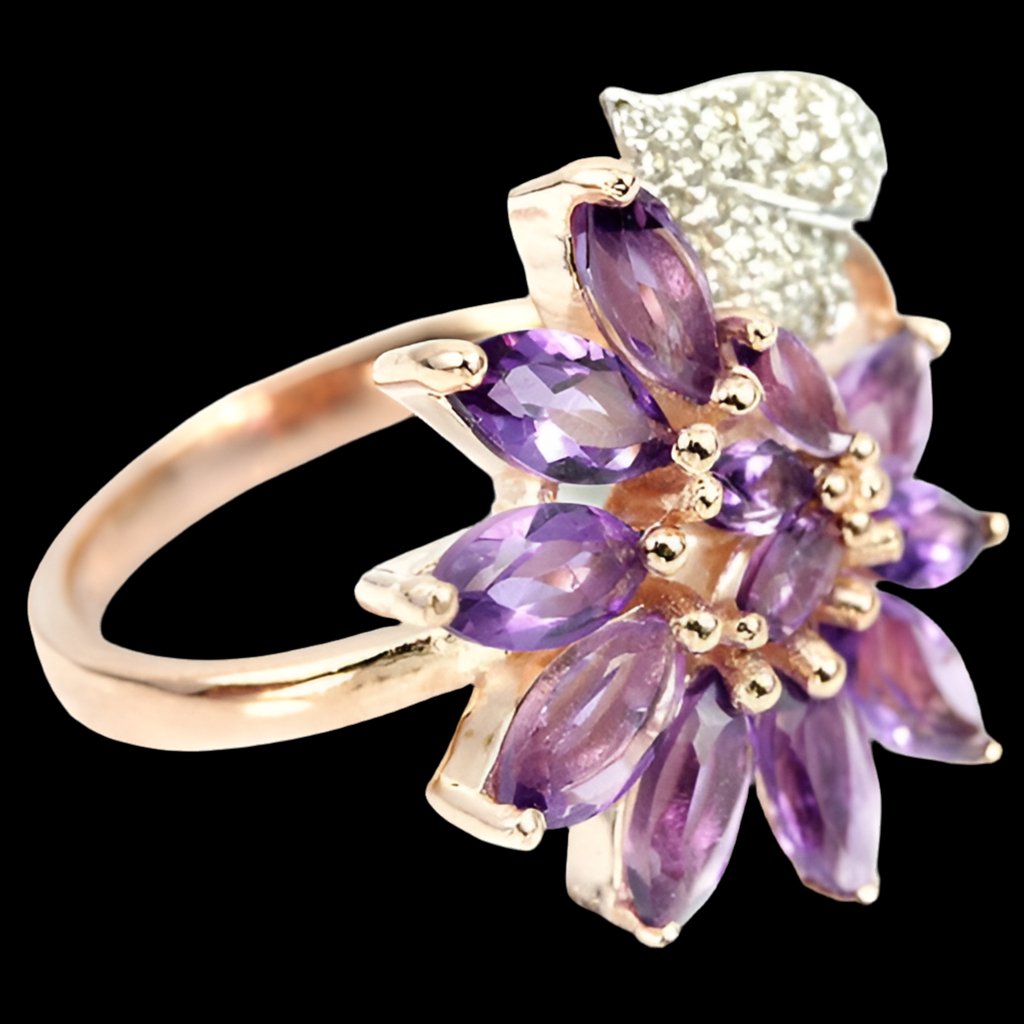 Amethyst Blume Ring Gr. 57 Silber - INARA