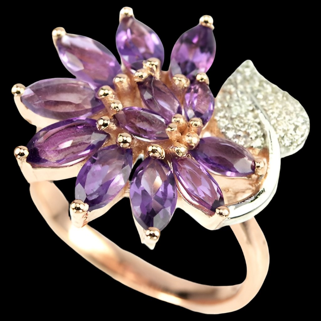 Amethyst Blume Ring Gr. 57 Silber - INARA