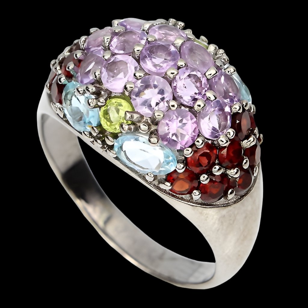 Amethyst Granat Peridot Blautopas Sky Blue Ring Gr. 54 Silber - INARA