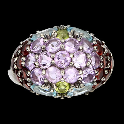 Amethyst Granat Peridot Blautopas Sky Blue Ring Gr. 54 Silber - INARA