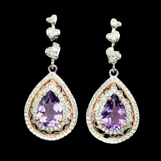 Amethyst Herz Ohrringe Silber - INARA