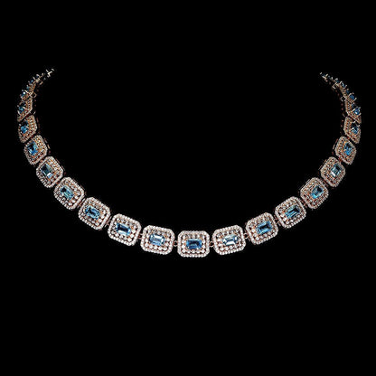 Blautopas Swiss Blue Collier Silber - INARA