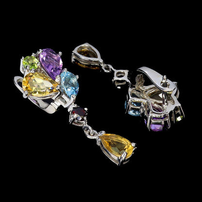 Citrin Blautopas Amethyst Peridot Granat Ohrringe Silber - INARA