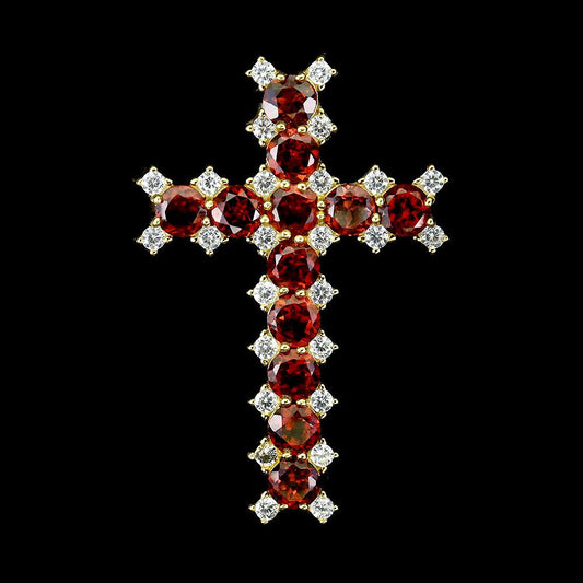 Granat Kreuz Anhänger Silber - INARA