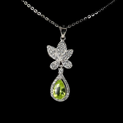 Peridot Anhänger mit Halskette Silber - INARA