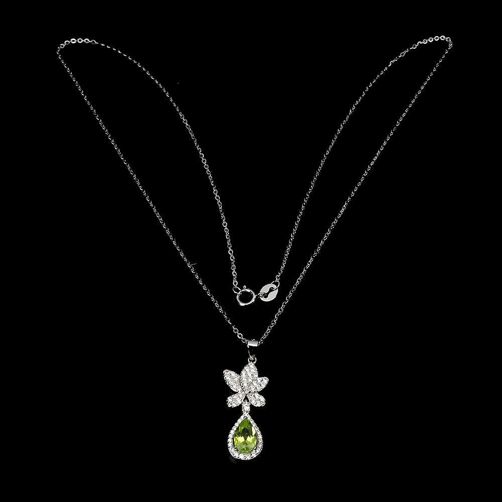 Peridot Anhänger mit Halskette Silber - INARA