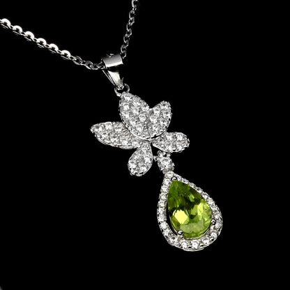 Peridot Anhänger mit Halskette Silber - INARA